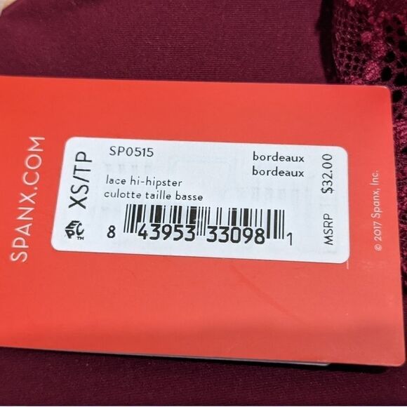 Nwt SPANX Undie-tectable Lace Hi-Hipster Panty Bordeaux Size XS sp0515 C5 - Picture 8 of 9